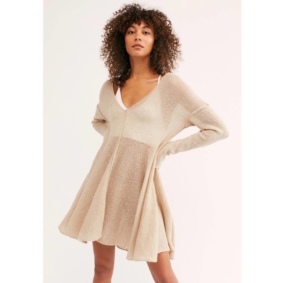 Free People Dancing in the Forest Sweater Dress in Neutral - Picture 2 of 12